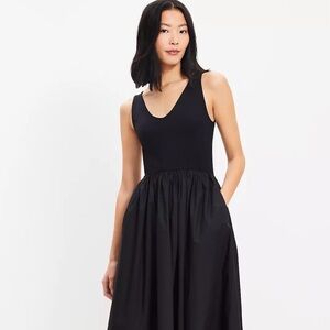 LOFT Black Sleeveless Midi Dress